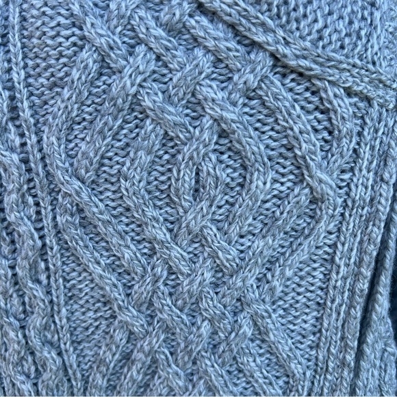 Aran Sweater Market Merino Wool Cable Knit Side-Zip Sweater Tunic Gray Large GUC - Picture 11 of 16